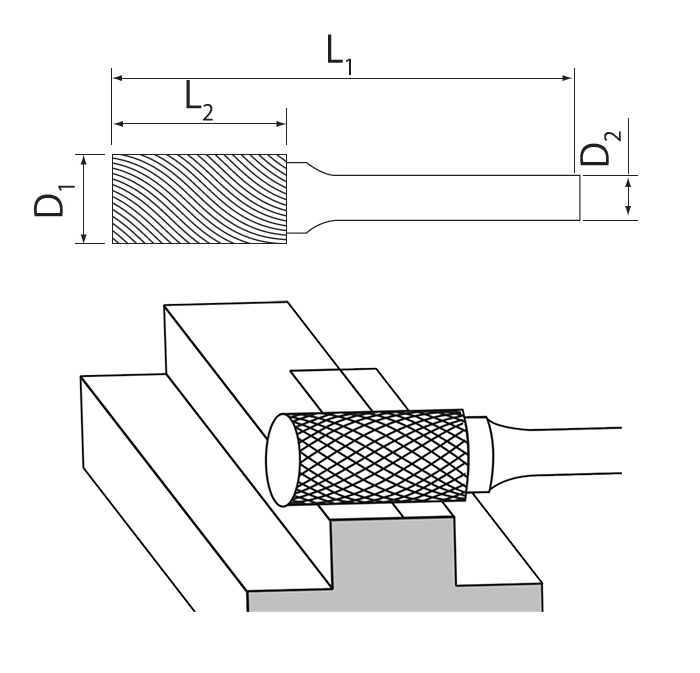 Usage diagram for Cylinder Flat End Burrs