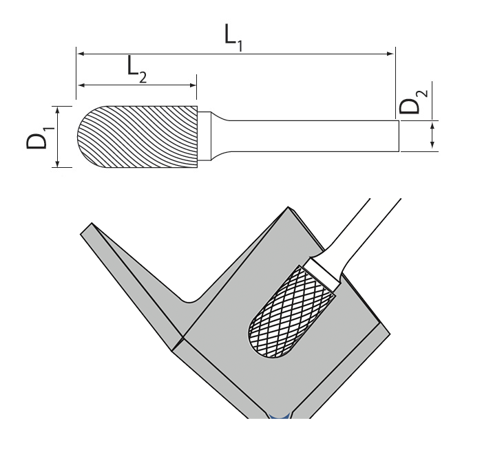 Usage diagram for Cylinder Radius Burrs